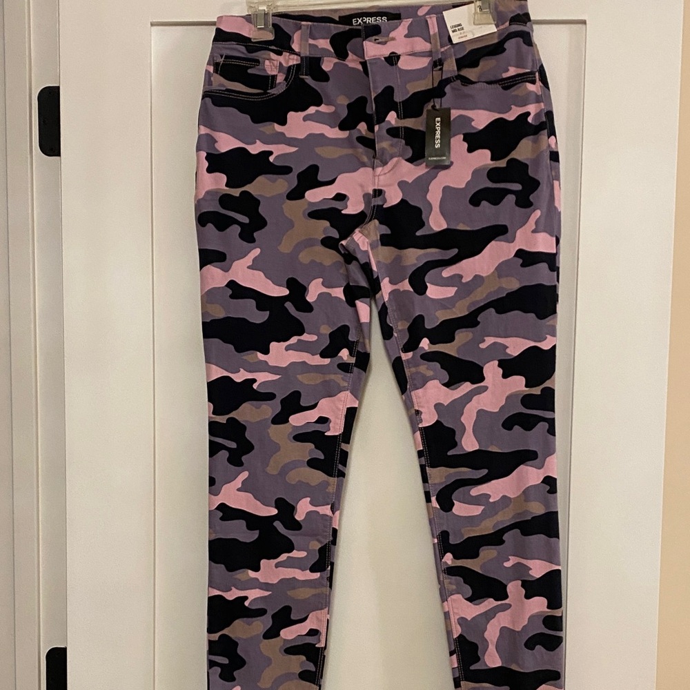 Express Pink and Black Camouflage Pants